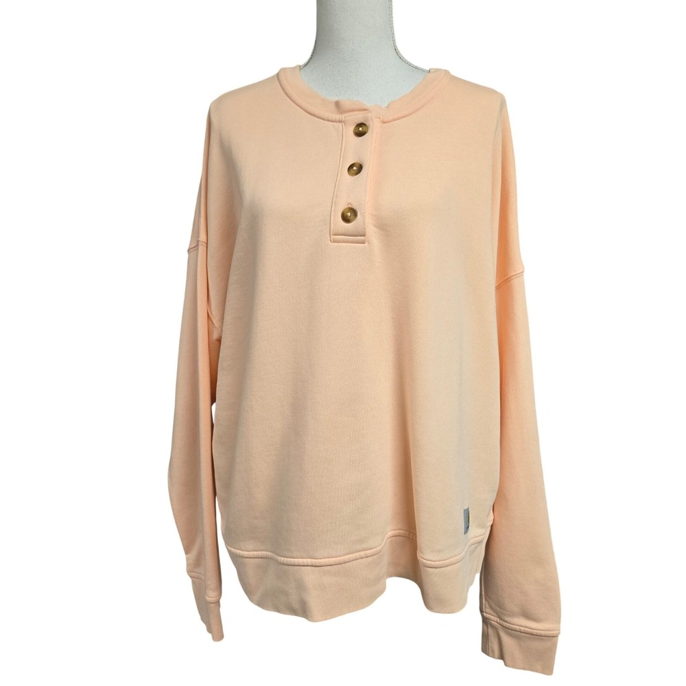 Carhartt‎ Loose Fit Henley Sweatshirt Peach Apricot Cotton Blend Women's Size XL